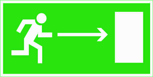 Знак "Направление к эвакуационному выходу направо" наклейка 300х150 мм