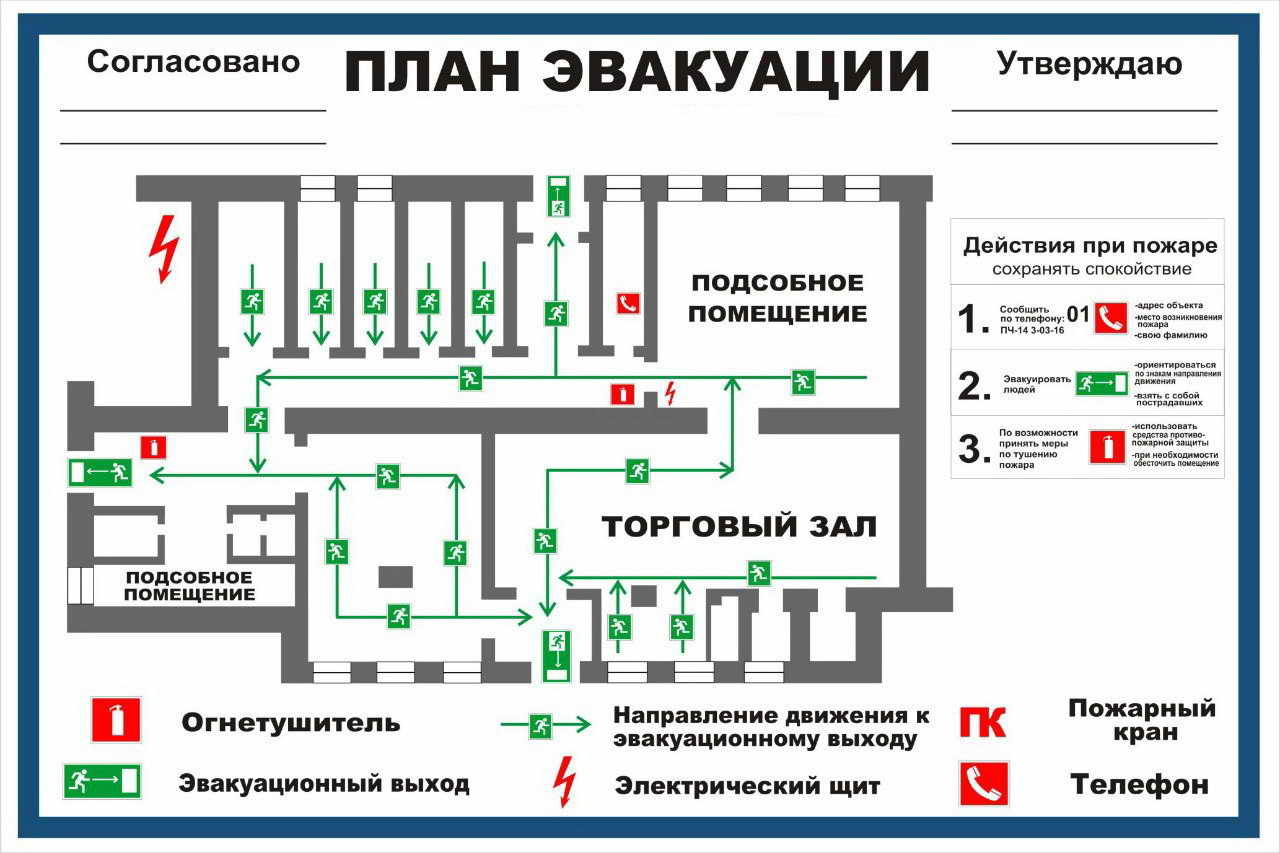 План эвакуации экспонатов и других ценностей из музея формат А2