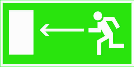 Знак "Направление к эвакуационному выходу налево" наклейка 300х150 мм